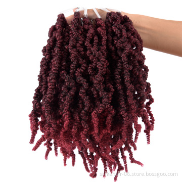 Ombre Black Red Brown Spring Twist Crochet Braids Fluffy Short Curly Passion Twist Braiding Hair Synthetic Hair Extensions
